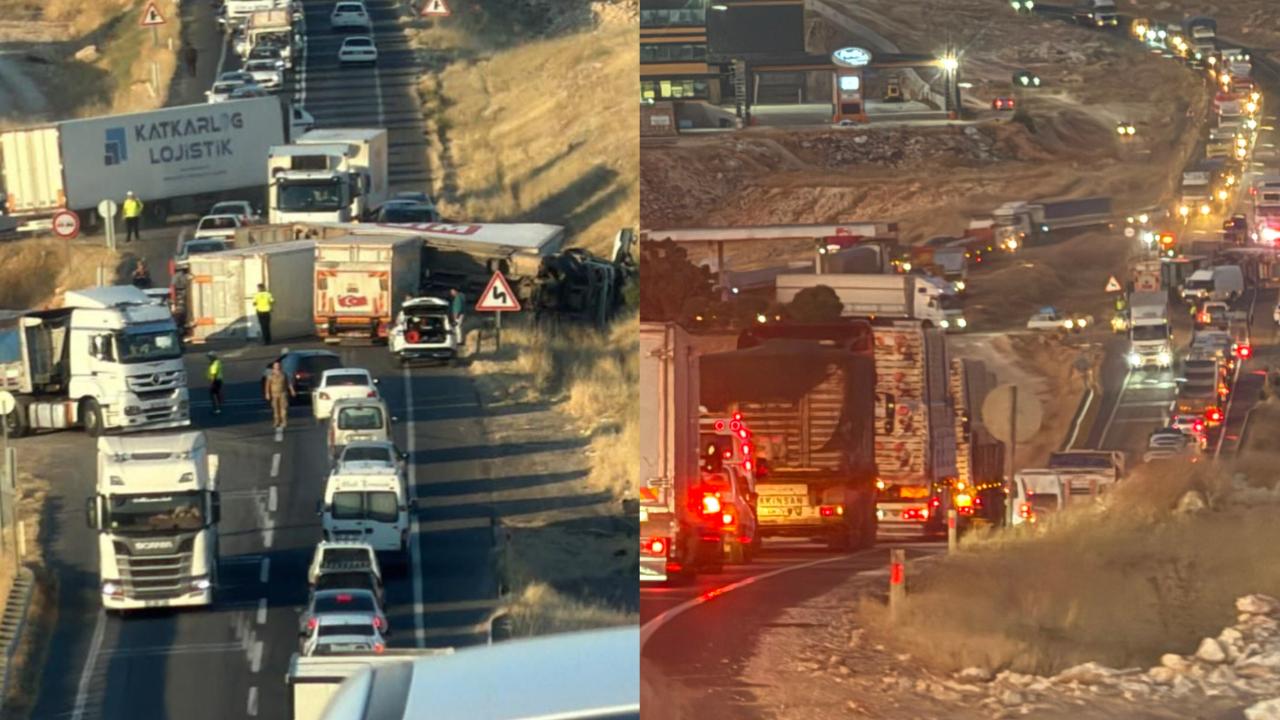 Şanlıurfa-Suruç Kara Yolunda Tır Devrildi: Trafik Kilitlendi